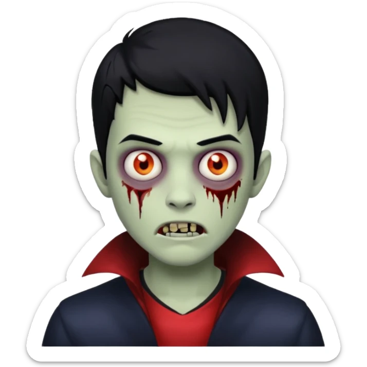 male teen with black hair zombie vampire sticker