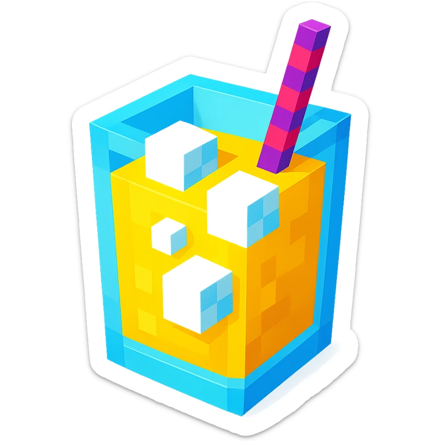 Borjomi lemonade glass with ice cubes and a straw sticker