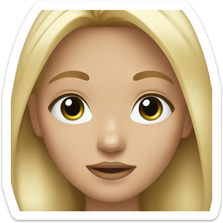 girl with Blue/green eyes, straight blond Hair and light Skin Holding a pomeraniN  sticker