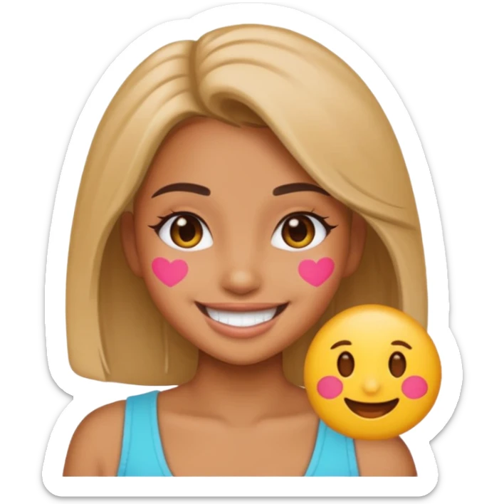 A baddie girl giving cute vibes but don't make it look like more of a human emoji more of a emoji sticker