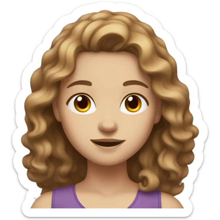 Girl with long wavy light brown hair, white skin, brown eyes, fit body  sticker