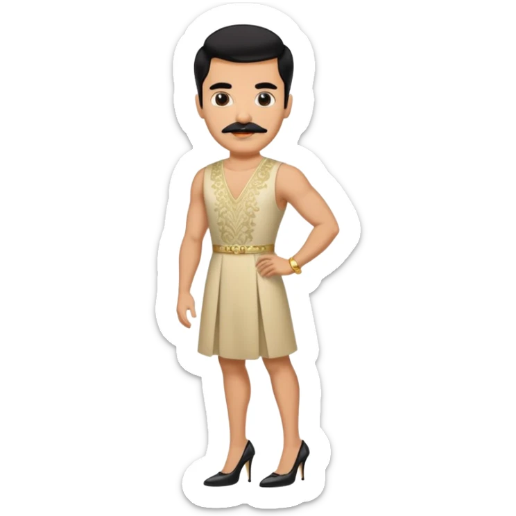 Man in high heels and dress with black hair and mustache  sticker