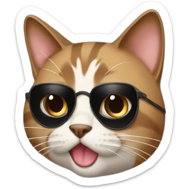 A cute brown and with black hair cat with a blind eye and with long hair and her tongue out sticker