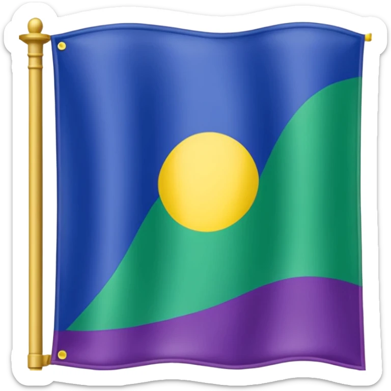 Bandera color azul amarillo morado y verde, seccionada en 4 partes iguales sticker