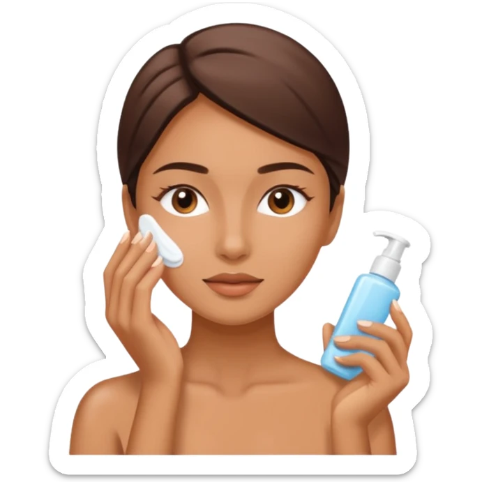 Perempuan lagi skincare (tapi yang lebih ketutup) fokus di muka sticker
