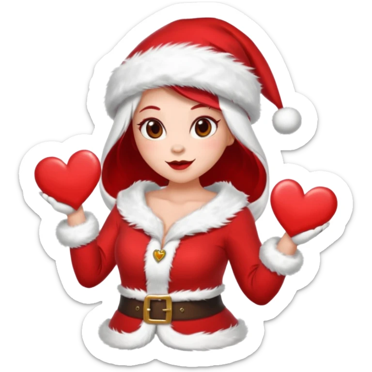 Make an emoji of a couple but as Santa Claws and female Santa Claws with hearths sticker
