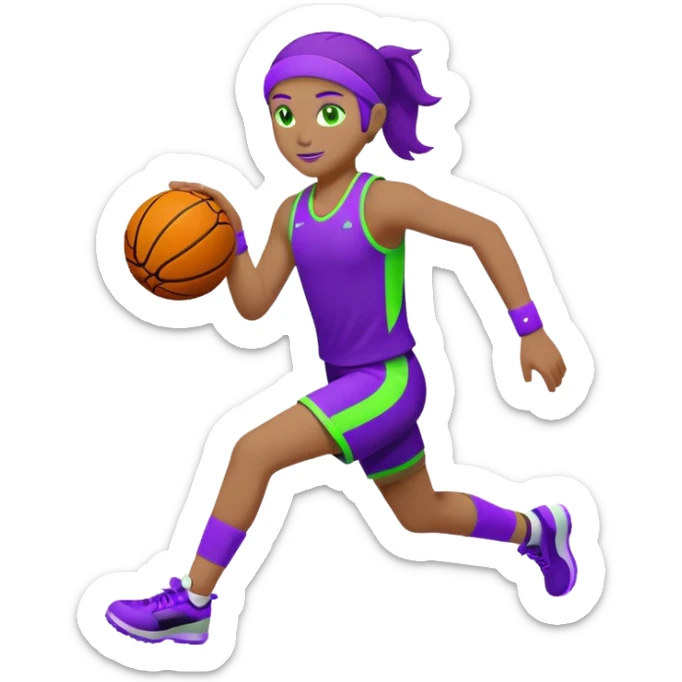 generate for me a sports icon in neon purple and green sticker