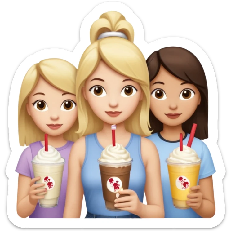 girl with blonde hair, girl with brown hair, girl with dark brown hair at Chick-fil-A  sticker