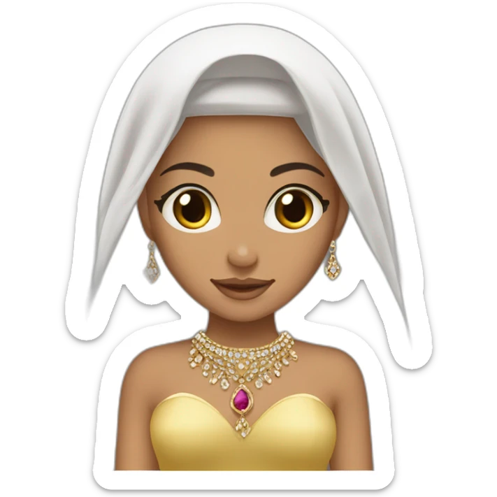 princesse arab brown hair jewerlery dress sticker