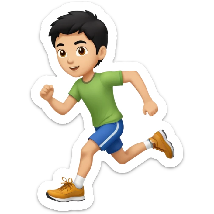 A fast-footed Latin American boy with black hair, running in high-speed shoes sticker