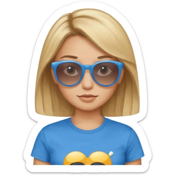 darkest blonde with highlights in blue cute t-shirt and sunglasses  sticker