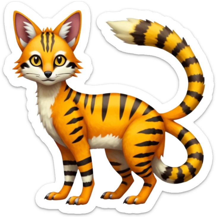 Colorful Bobcat-Sergal-Numbat-Serval-Genet-Pokémon-Digimon-Fakémon-fusion-hybrid-creature sticker
