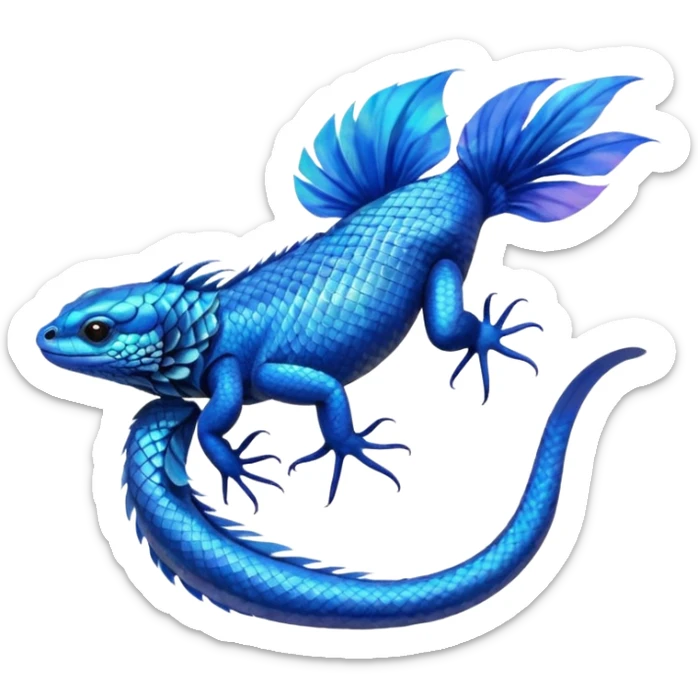 Mountain-Blue-Bird-Blue-Iguana-Blue-Betta-Fish-Russian-Blue-Cat-Fusion-animal-hybrid-creature sticker