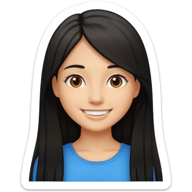 a pretty tan bratz girl with black long straight hair smiling sticker