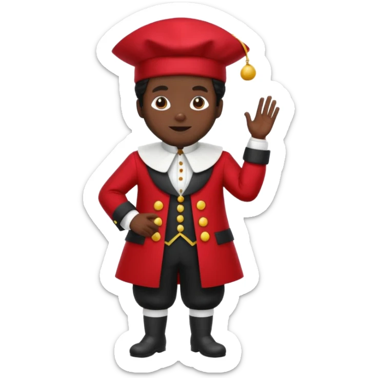 Sinterklaas zijn knecht, zwarte piet met zijn muts, kraag, Piet pak  sticker