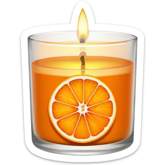 Citrus candle – orange wax in clear glass with slice of orange label sticker