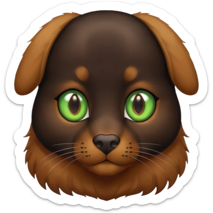 black cat with brown eyes  and big brown retriever with green eyes  sticker