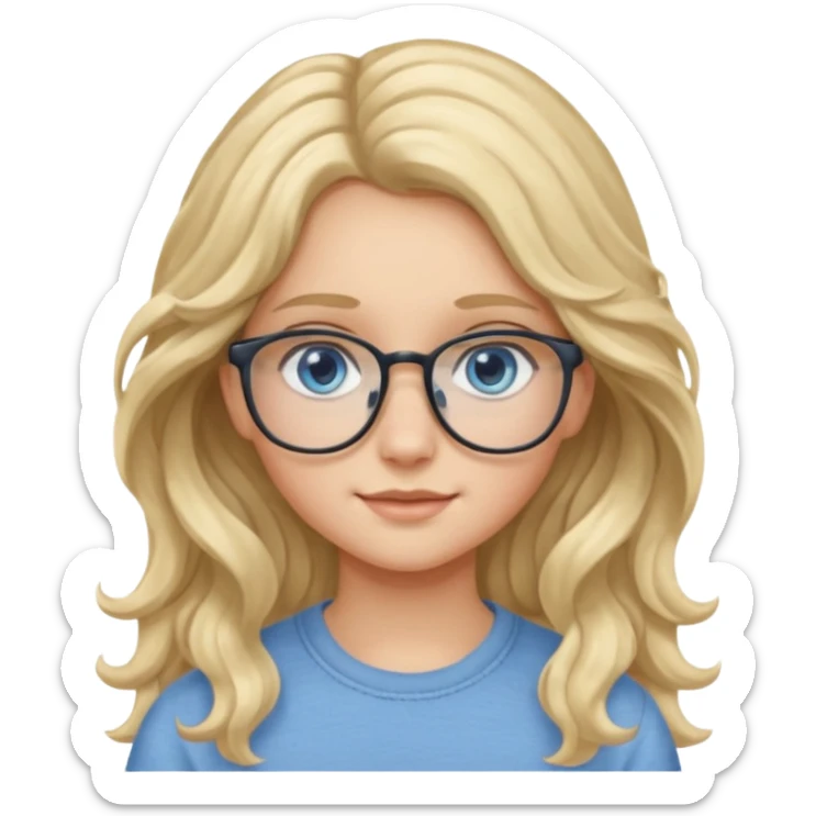 Fille 13 ans qui a des cheveux long et blond et wavy avec des lunettes et des yeux bleu- gris sticker