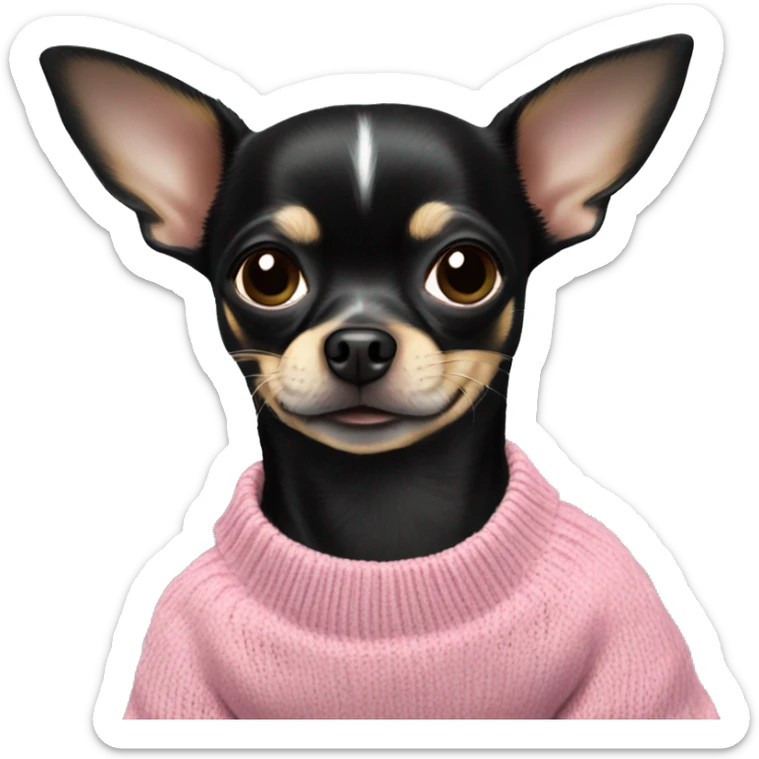 Black Chihuahua in a Rosa crewneck dogsweater  sticker