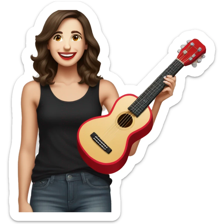 colleen ballinger wearing a black tank top and red pants holding ukelele sticker