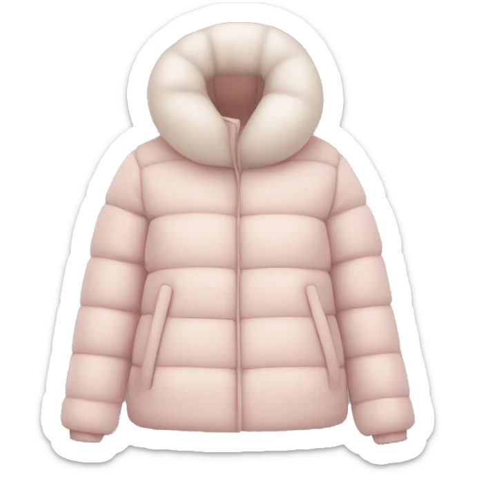 Pale blush pink puffer coat isolated  sticker