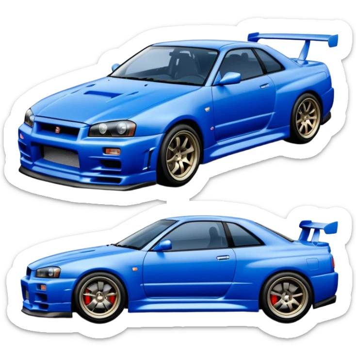 car Nissan Skyline GT-R R34 1999 like in the movie Fast and Furious, the design of the car should be the same as in the movie  sticker