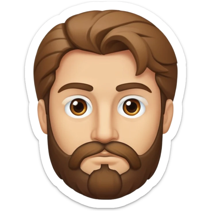 Hazme un hombre moreno con poco pelo en la parte centrar de la cabeza justo 3 pelos con barba pobre y ojos marrones sticker