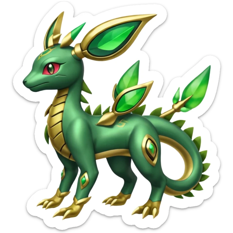 Shiny 4-legged Electrike-Rayquaza-Virizion-Zygarde-Leafeon-fusion, full body sticker