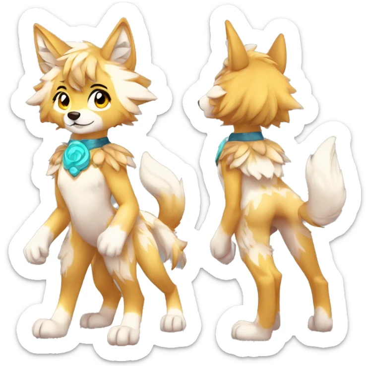 Anthro Colorful Shiny Fionbri-Falvie-sparkle-wolf-sona with wild markings full body sticker