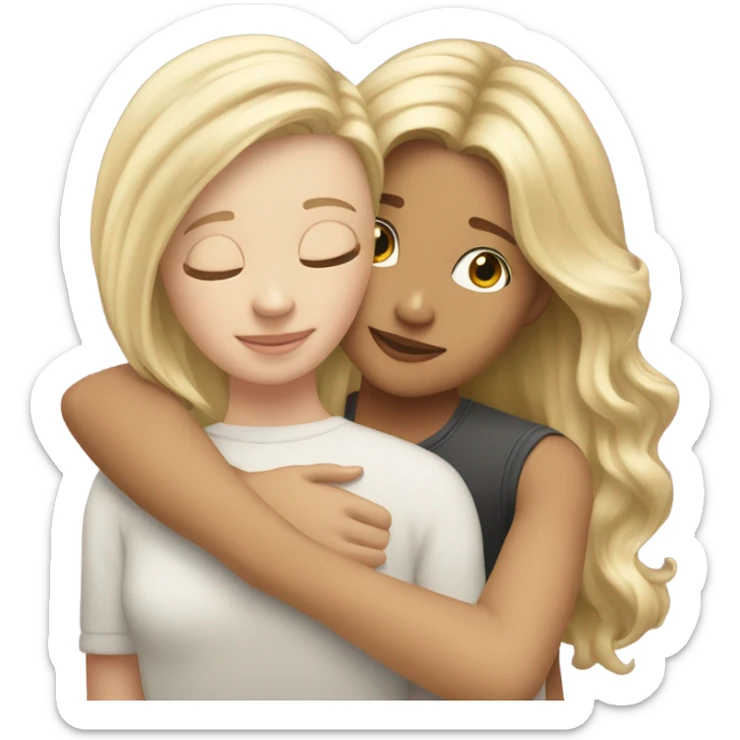 Blonde girl hugging blonde haired girl with blonde highlights sticker