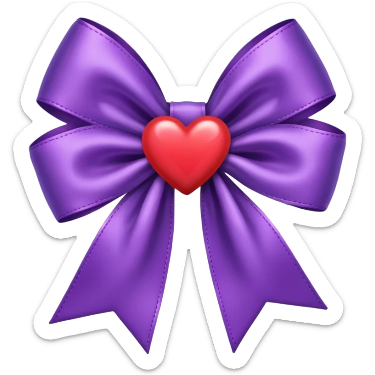Purple bow with heart
 sticker