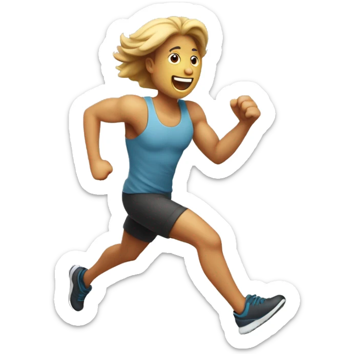 Design an emoji of a person running with a big heart beating strong. Capture the joy of cardio exercise sticker