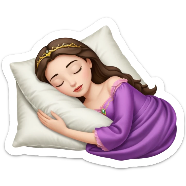 sleeping beauty brunette white girl with a silk pillow sticker