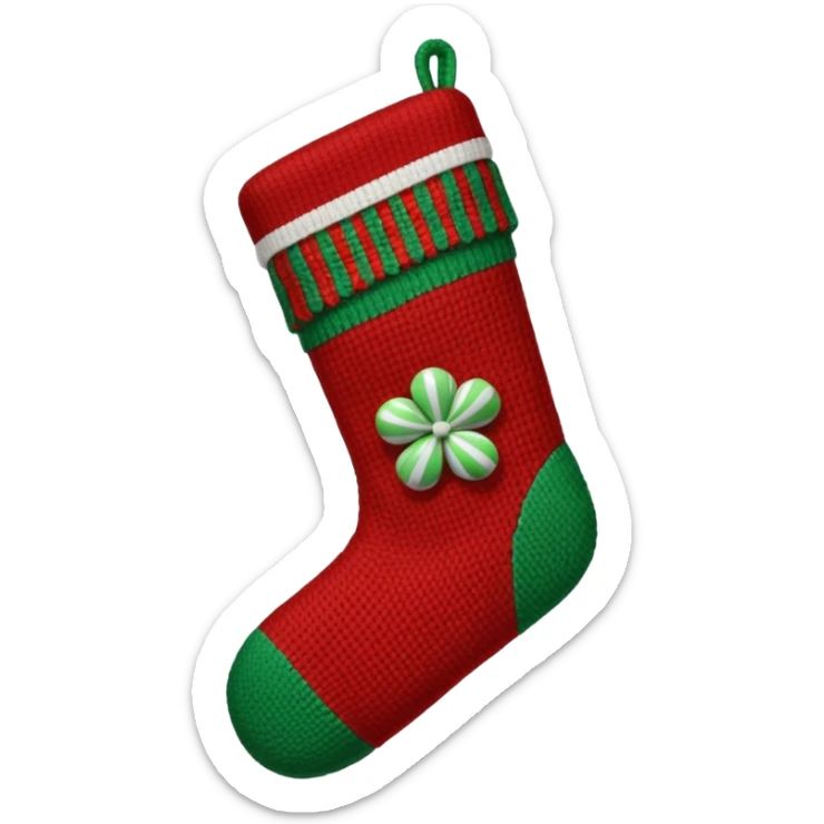 A cozy old-timey Christmas stocking full of vintage toys and candy sticker