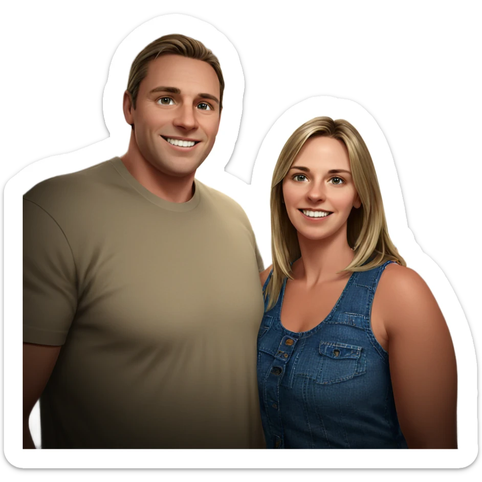 smiling girl with boy sticker