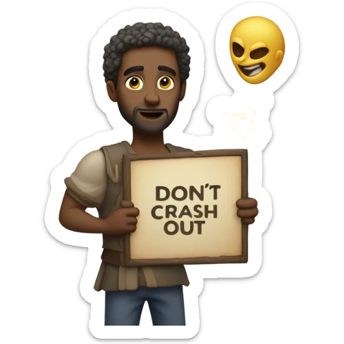 God holding a sign in the sky that says “don’t crash out” sticker