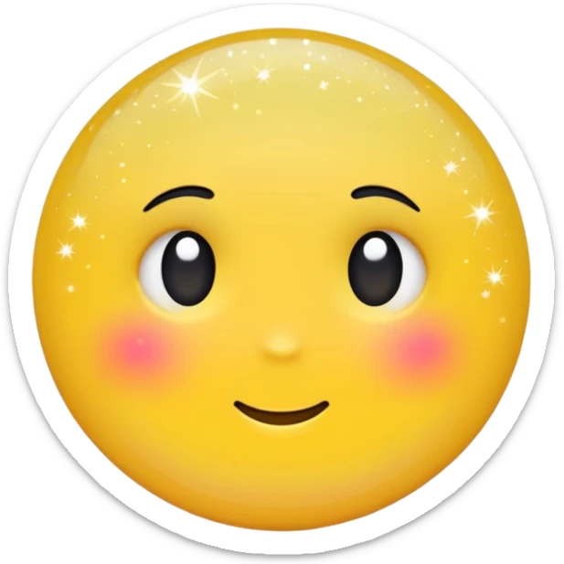 Generate a high-quality 3D cartoon-style emoji of yellow glitter, sparkling effect, smooth gradient colors, rounded and cute appearance, simple white background, high-resolution.
 sticker