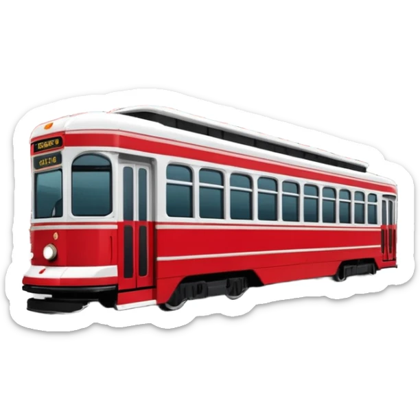 Toronto streetcar emoji, red and white, iconic, minimal style sticker