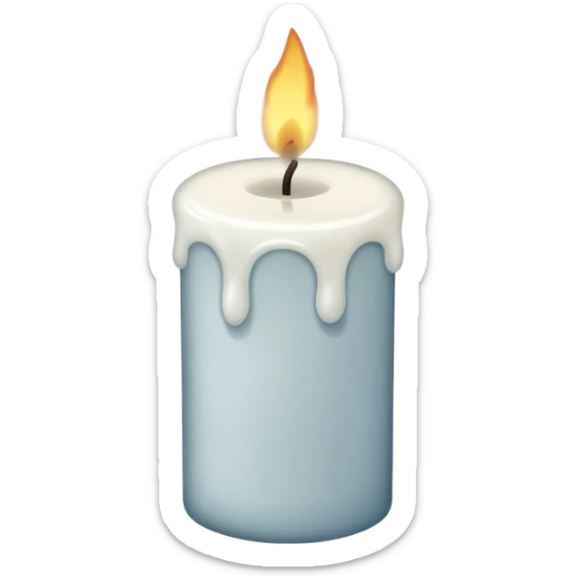 A simple emoji-style illustration of a candle with no flame, the wick slightly burnt, and a small amount of light smoke rising, minimal design, flat emoji look sticker