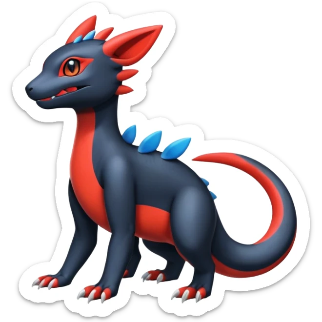 Cute Shiny Guilmon-Quilava-Salandit-Umbreon-Fakémon-hybrid-creature (full body)  sticker