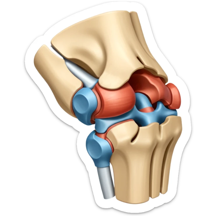 Articulacion de la rodilla en flexión mostrando los ligamentos  sticker