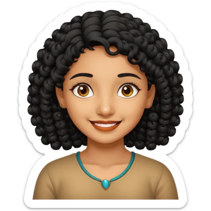 Indian fat girl south Indian curly short black hair tan skin sticker