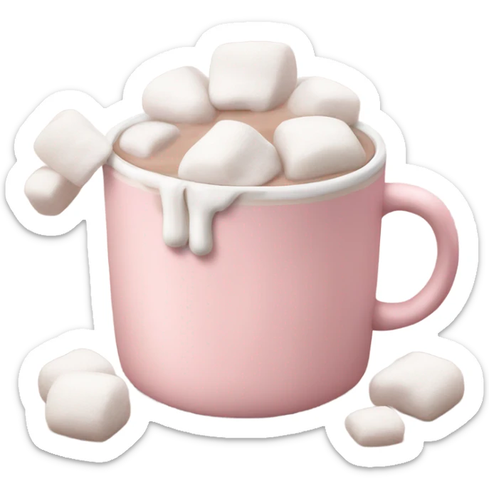 Light Pink mug of hot chocolate with marshmallows  sticker