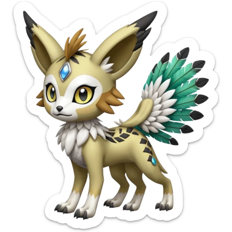 Meloetta-Garurumon-Trico-Pokémon-Digimon-Fakémon-fusion-hybrid-creature sticker