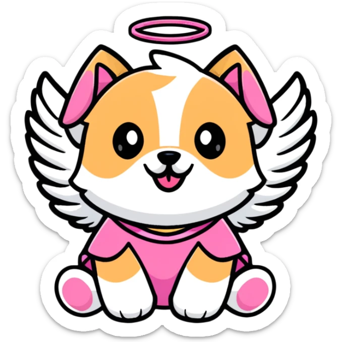 cute dog wearing Victoria's Secret angel wings and pink outfit sticker