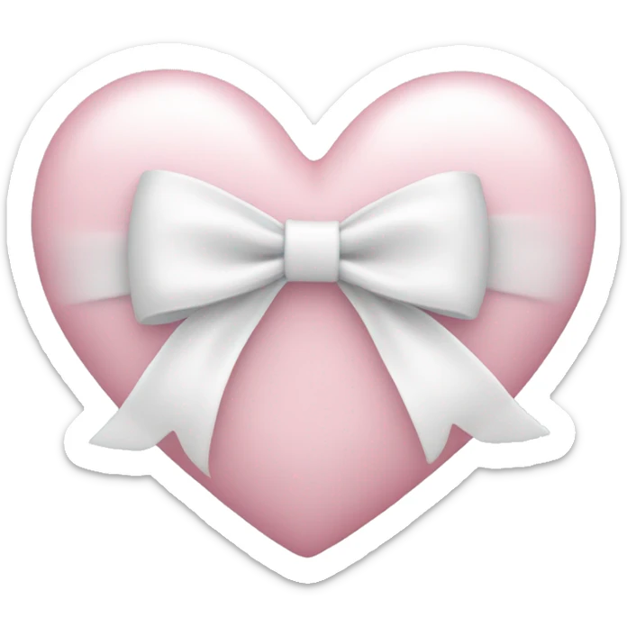 Pastel pink heart with white bow sticker