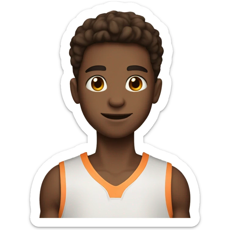 boy with brown hair brown eyes and peach skin playing basketball  sticker
