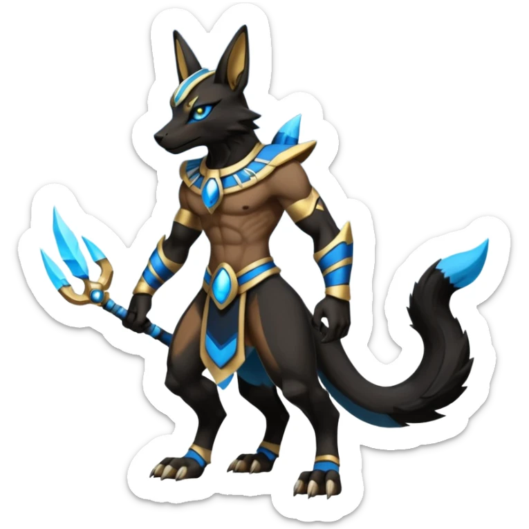 Lucario-Anubis-Umbreon-Zeraora-Fakémon-hybrid-creature (full body)  sticker