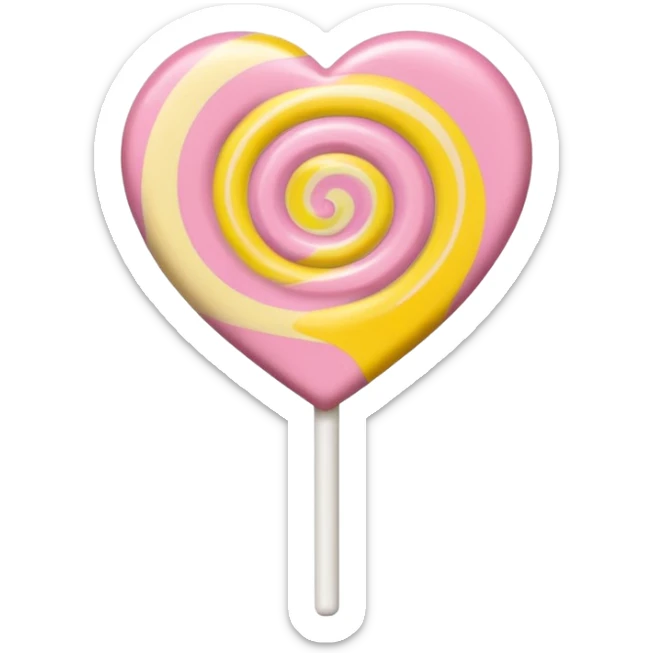A lollipop heart in soft pink, beige and yellow pastel colors sticker