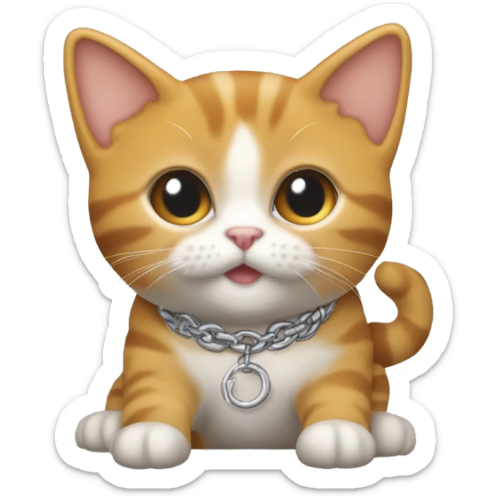 chat roux clair beige qui dort sur le dos avec les pattes en l’air avec un collier gris  sticker